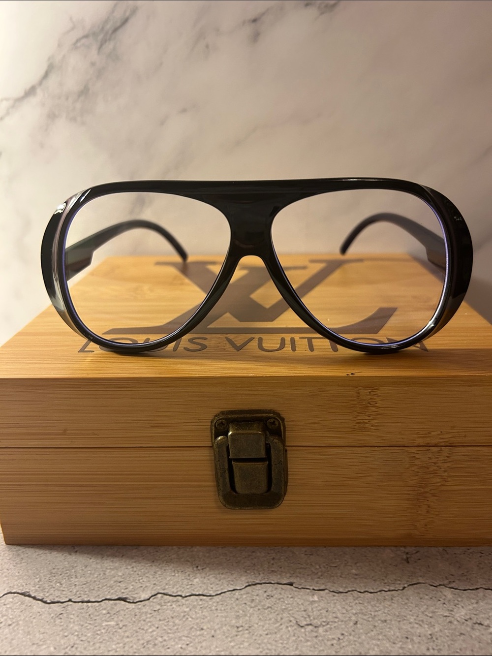 Black Oversized Aviator Glasses
